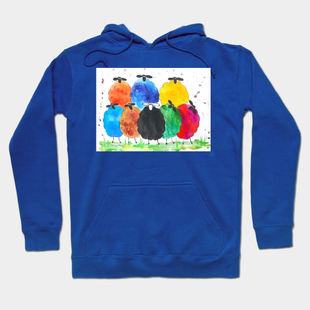 Quirky Colourful Sheep Hoodie by Casimirasquirkyart